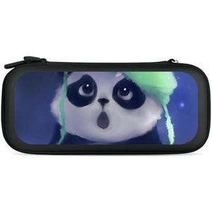 Kikkerhoed Panda compatibel met Switch draagtas harde mode reishoes tas zakje met 15 spelaccessoires zwarte stijl