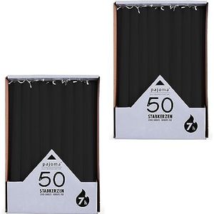 Set van 100 staafkaarsen, zwart, hoogte 25 cm, ø 2,2 cm, brandduur 7 uur, eenkleurige kaarsen van premium kwaliteit pajoma