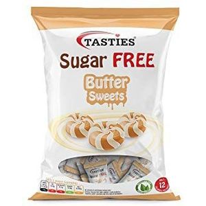 Suikervrije Boter & Room Snoepjes geen kunstmatige smaakstoffen of kleuren, Glutenvrij, vegetarisch (80g zak x 1)