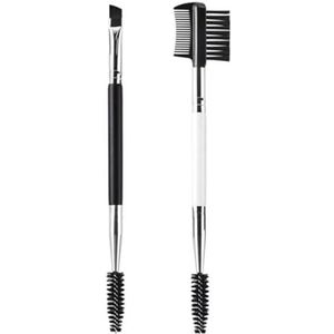 2 STKS Dubbele Einde Professionele Wenkbrauw Borstel Set Draagbare Mascara Hoekige Borstel voor Vrouwen & Meisjes