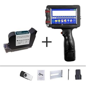 Handprinter 12.7/25.4mm Draagbare Printer, Handheld Inkjet Printer, QR Bar Batch Code Datum Nummer Logo Vervaldatum, 24 Talen Sneldrogend en waterdicht(With 1 ink-25.4mm)