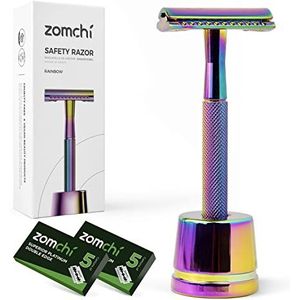 ZOMCHI Double Edge Safety Razor voor Vrouwen met Stand, Lady Razor, Elegant Vrouwen Razor met een Delicate Box, Past op alle dubbele rand scheermesjes, vrij van kunststof (Gradient Neon)