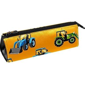 Bulldozer Tractor Cars Pen Tas Briefpapier Pouch Potlood Tas Cosmetische Pouch Tas Compacte Rits Tas, Meerkleurig, 5.5 ×6 ×20CM/2.2x2.4x7.9 in, Tas Organizer