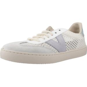 Victoriavoor - Berlin - Leren Sneakers - Wit - Plat - Veters - Casual