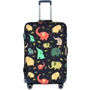 Wratle Koffer Cover Protectors Elastische Bagage Covers Past 18-30 Inch Bagage Kleurrijke Strepen, Kleurrijke olifant en blad, S