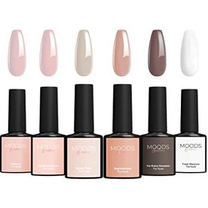 Moods Gellac 6-Delige Set - 8ML - Nagellak - UV Led Polish - Manicure Set - Semi Permanente Lak (The Nude)