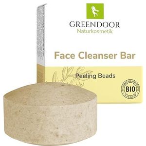GREENDOOR Naturkosmetik Vaste gezichtsreiniger, peeling-kralen, 57 g, veganistisch, zeepvrij, huidmild, natuurlijk