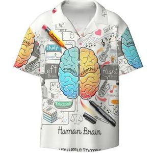 OdDdot Menselijke hersenprint herenoverhemden atletisch slim fit korte mouw casual zakelijk overhemd met knopen, Zwart, 4XL