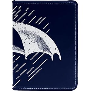 Paspoorthouder Cover Case PU Lederen Reisdocumenten Organizer Protector Wit Paraplu in Rain-01, Meerkleurig, 10x14cm/4x5.5 in