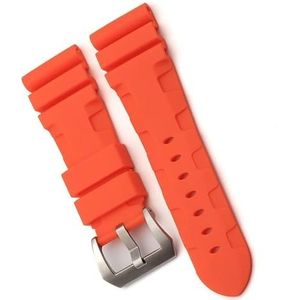 dayeer Natuur rubberen horlogeband voor Panerai Submersible Luminor PAM-band met vlindersluiting 26 mm (Color : Orange Pin, Size : 26mm SPin)