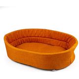duvoplus, Dogrelax Velvet Tangerine, 50 x 35 x 17 cm, oranje, gevoerd hondenkussen, wasbaar op 30 °C, elegant design, geschikt voor de mand, comfortabele positie
