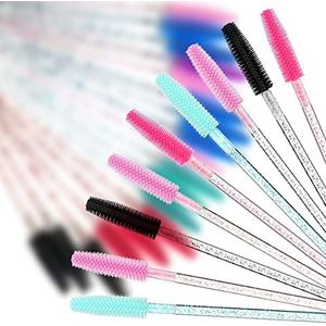 Siliconen wegwerp wimperborstels, 50 stuks veelkleurige mascara toverstokken herbruikbare spoolies wenkbrauwkam wimperborstel wegwerp make-up borstels siliconen wimperstick voor wimperverlengingen