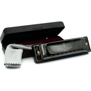 Lintage - Gitaar Harmonica C Major - Metallic Zwart - Instructieblad en Reinigingsdoekje