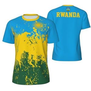 Sport T-Shirt Vintage Rwanda Vlag Graan Tees 3D Gedrukt voor Fitness Running Voetbal, Meerkleurig, S