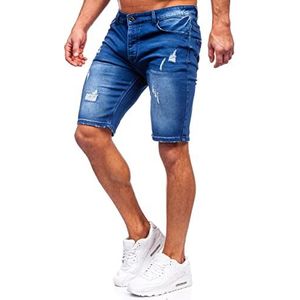 BOLF Heren Denim Shorts Korte Broek Bermuda Jeansshorts Stretch Cargoshorts Joggingbroek Slim Fit Zomer Casual Stijl MP0061BS Zwart M [7G7]