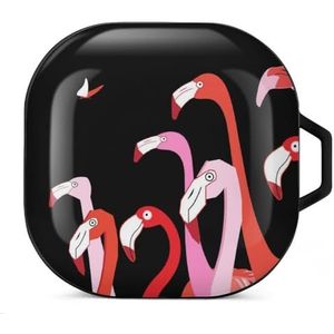 Graphics Red Lots Flamingo's Oordopjes Hoesje Compatibel met Samsung Hard Shell Beschermhoes Zwart-Stijl
