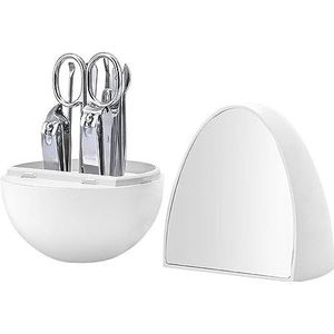 Manicureset, nagelknipperset, 8-delige nagelverzorgingsset met eivormig reisetui, veelkleurig(White)