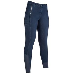 HKM Dames Aruba Denim Siliconen Rijbroek, Deep Blue, 32