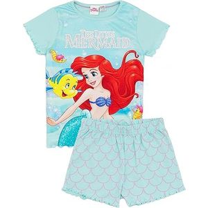 Disney De Kleine Zeemeermin Meisjes Pyjama Set | Blauw Korte Mouw T-Shirt & Shorts Loungewear PJs Voor Kinderen | Ariel & Flounder Onderwater Zeemeermin Nachtkleding | Film pyjama nachtmode