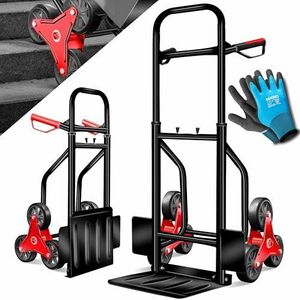 MASKO® Trappensteekwagen, 200 kg, transportwagen, trapklimmer, stapelwagen, inklapbare trapsteekwagen, harde rubberen banden, kunststof handgrepen, stalen frame