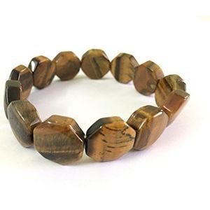 Tijgeroog krachtige energieke armband elastisch achthoek ontwerp 17 kralen kristal genezing door chakra balancing.