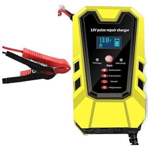 6A 12V Intelligente Slimme Auto-acculaders Pulsreparatieladers Natte, Droge Loodaccu-start For Auto's, Motorfietsen(Color:Yellow)