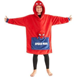 Marvel Spiderman Jongens Fleece Hoodie Deken met Bijgevoegde Pluche - Jongens Geschenken Rood, Rood, One Size