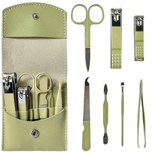 LAC FOR YOU 7-delige manicureset, professionele pedicureset voor dames en heren, reisset, groen