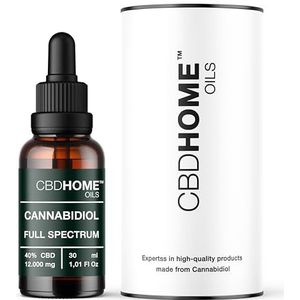CBD HOME Oils - CBD Olie 40% - 30 ml - Full Spectrum - Basis van Kokosolie (MCT) en Biologische Hennepzaadolie - Omega 3-6-9 - Gecertificeerde Cannabidiol 12.000 mg - Gemaakt in de EU