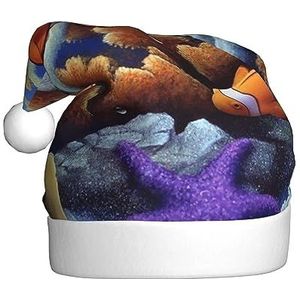 EVANEM Kerstman hoed cartoon clown vis kerstmuts voor volwassenen oplichten kerstmutsen pluche kerstmuts voor nieuwjaarsfeest en vakantie-evenement