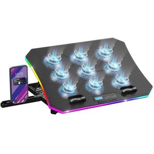 EMPIRE GAMING - Guardian C900 PC-Koeler voor Laptop 12''-17'' RGB - 9 Ventilatoren - LCD-controller - 10 RGB-Modi - 6 Snelheden - 7 Verstelbare Hoogtes - Afneembare Houde