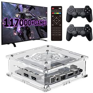 Super Console X PRO Plus, Retro Game Console 256 GB ingebouwde 117.000+ games, videogameconsolesystemen met 2 draadloze controllers, compatibel met PS1/PSP/MAME, voor 4K TV HD/AV-uit