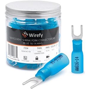 Wirefy 130 Stuks M4 Vork Krimpkous Kabelschoenen - Mariene Kwaliteit Vorktong Kabelverbinder - 1,5-2,5mm²