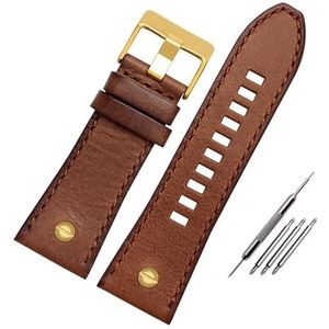 INEOUT Echte lederen horlogeband compatibel met dieselhorloge riem DZ4476 / 4482 DZ7408 7406 4318 Riem 22 24 26 26 28 mm grote maat mannen polshorlogeband (Color : 15 Brown gold, Size : 26mm)