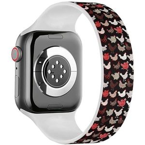 Solo Loop Band Compatibel met All Series Apple Watch 38/40/41mm (Chicken Design) Stretchy Siliconen Band Strap Accessoire, Siliconen, Geen edelsteen