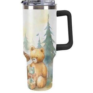 RTFGHJS 40 oz Tumbler Beer in Gift Stapel Geïsoleerde Tumbler Reiskoffiemok met Rietjesdeksel Roestvrijstalen Waterfles Vacuüm Geïsoleerde Tumbler voor Sport Werk Auto Reizen Weekends