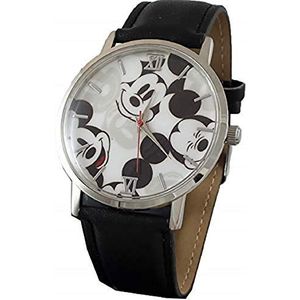 Disney Collectie His & Hers Lederen 2 Pack Horloge Set MK90002SETAZ, Zwart/Rood, Quartz uurwerk