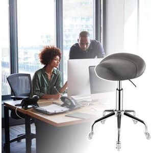 JAVPTAV Kruk met verstelbare hoogte en wielen, anti-vermoeidheid zadelstoel voor positieve houding, eenvoudige montage, donkergrijs (donkergrijs)