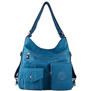 NOTAG nylon crossbody tas voor dames, waterdichte schoudertas met meerdere zakken 3 manieren om handtas met grote capaciteit te dragen, Lichtblauw, Large
