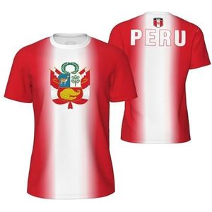 Sport Mesh T-Shirt Peru Vlag voor Running Bike Voetbal Tennis Voetbal Fitness Tees 3D Gedrukt, Meerkleurig, S