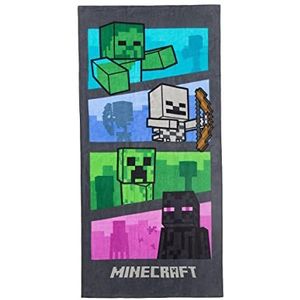 Jerry Fabrics Minecraft Handdoek Kids Sneldrogend Bad Strand Zwemhanddoek Gemaakt van 100% Katoen. Grijs