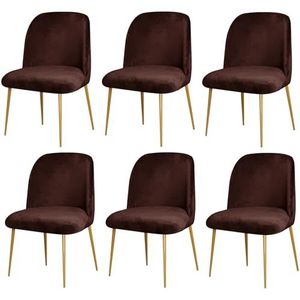 Set Van 1/2/4/6 Fluwelen Eetkamerstoelhoezen, Gebogen Halfronde Rugleuninghoezen, Stretch Meubelbeschermer(Dark Brown,6 Pcs)