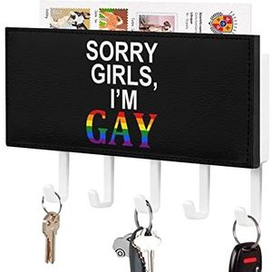 Sorry Girls I'm Gay Sleutelhouder voor Muur met 5 Haken Brief Kapstok Home Decor Keuken Slaapkamer Kantoor
