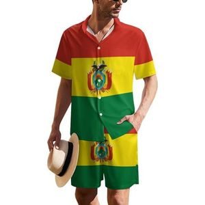 Bolivia Flag Hawaiiaanse pak voor heren, set van 2 stuks, strandoutfit, shirt en korte broek, bijpassende set