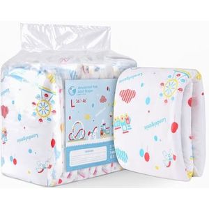 Landofgenie Luier Volwassen Gedrukt Luier Incontinentie Ondergoed Grote Nachtelijke Leeftijd Regressie Luiers met Tabs 10 Stuks (Groot 36 ""- 46"")