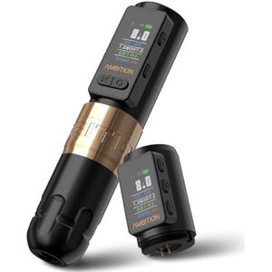 Ambition Soldier Max Tattoo Machine Roterende 2400mAh Cartridge Pen Gun met Extra 1800mAh Batterij Factureringsfunctie Frequentiemodus voor tattoo-artiesten