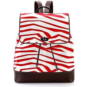 Rode en witte Zebra Print achtergrond gepersonaliseerde schooltassen boekentassen voor tiener, Meerkleurig, 27x12.3x32cm, Rugzak Rugzakken