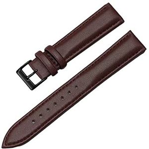 horlogebandjes, lus horlogebandje, 12 mm-22 mm kleurrijke huidvriendelijke platbinding dunne lederen horlogeband vervangende dameshorlogeband met installatiegereedschap (Color : Dark Brown Type 4, S