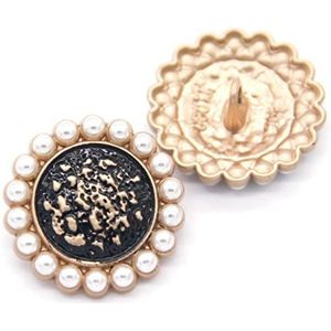 Knopen voor naaien 6 stuks vintage ronde diamant parel gouden metalen knoppen for dameskleding trui decoratieve jasknoppen naaien accessoires-rood - YDS04,22mm (Color : Black Yds33)