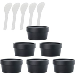 Cosmetische potten, 6 stuks lege 200 ml roze gezichtsmasker plastic potten met brede opening, 200 g lekvrije cosmetische potcontainer met deksels met 6 pc-spatel